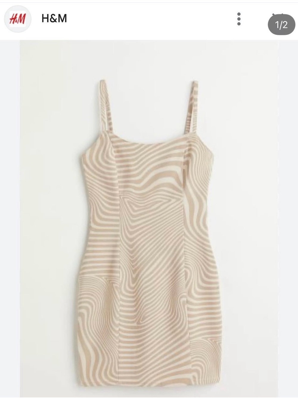 H&M Beige & Cream Swirl Striped Bodycon Dress